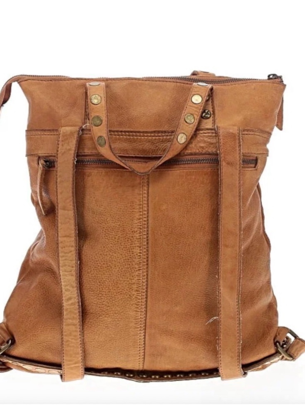 Free People FP Collection Ellie Leather Studded Backpack – Camel Tan Boho - Picture 4 of 15